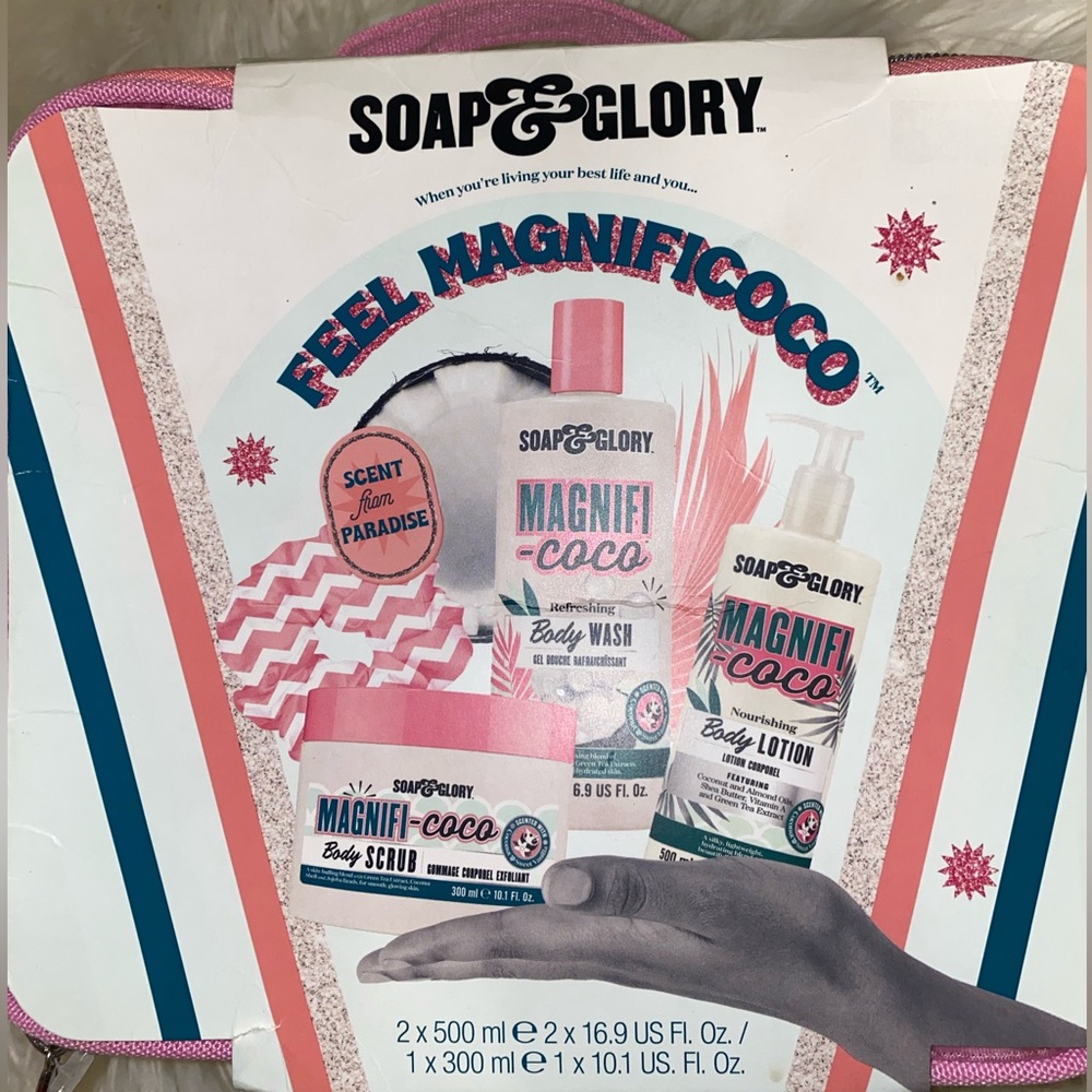 Brand New Soap & Glory FEEL MAGNIFICOCO Gift Set (Body Scrub, Lotion, & Wash)